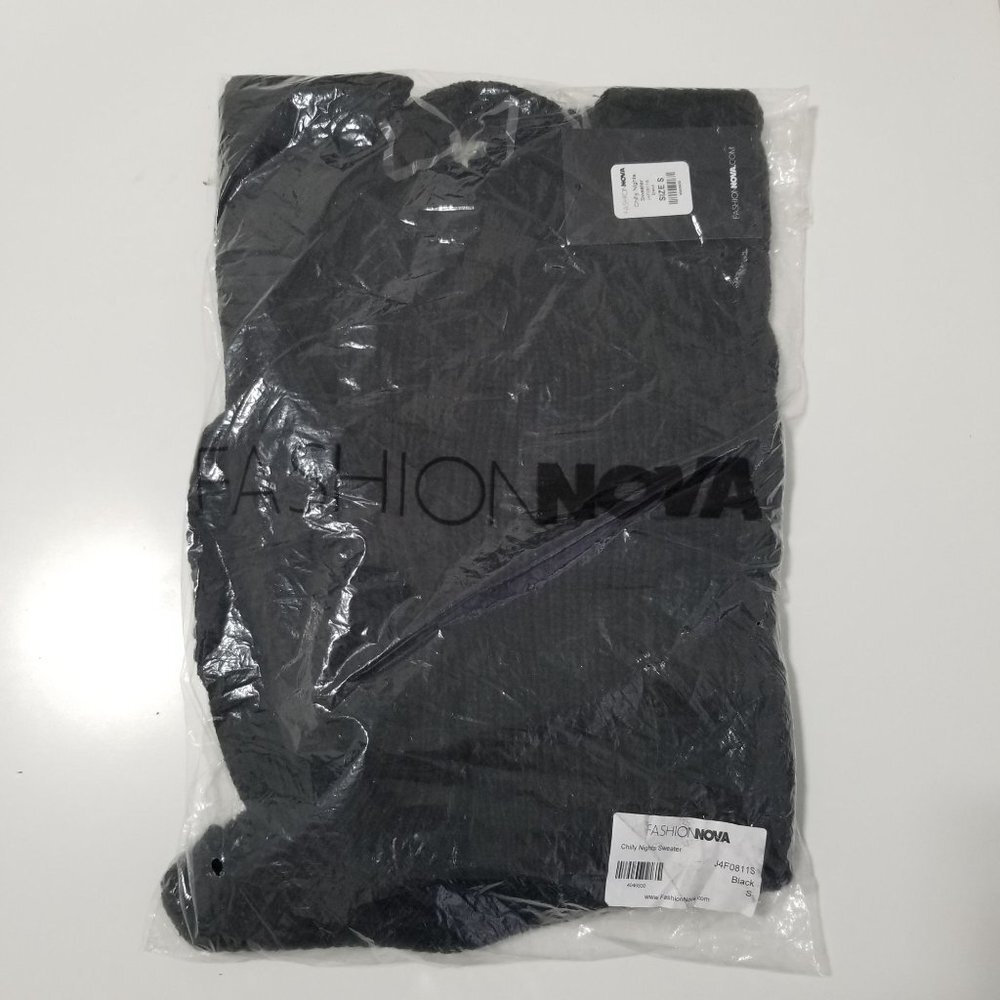 NWT FASHION NOVA Chilly Nights Sweater Color Black Size S - Picture 5 of 8